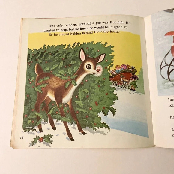 Vintage 1958 Rudolph The Red Nosed Reindeer Read Along Book Only No Record - Picture 10 of 12